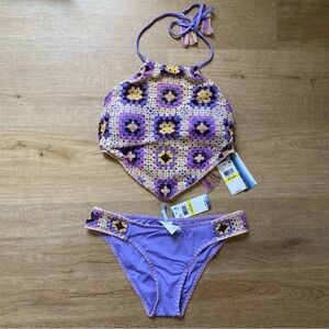 Isabella Rose Hippie Daze Lace High Neck Bikini Top and Bottoms